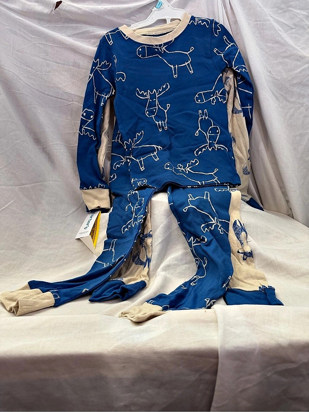 Carter's 4-Piece Animal Pajama Set Blue & Cream 5T NWT